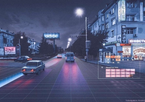 Улицы городка Нефтяников изобразили в стиле киберпанка
