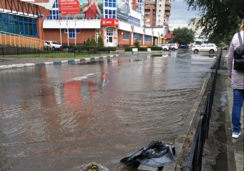В Омске затопило бульвар Мартынова