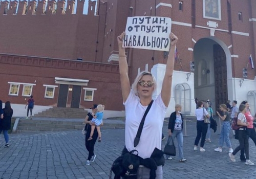На Красной площади задержали беременную актрису Ирину Вилкову за пикет с требованием отпустить из Омска Навального