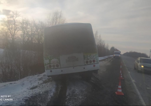 Под Омском автобус ПАЗ с людьми столкнулся с легковушкой
