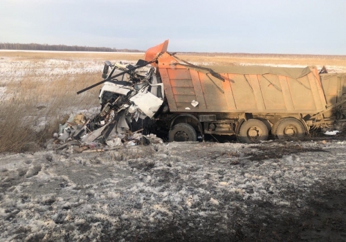 На трассе Тюмень — Омск лоб в лоб столкнулись два грузовика, водитель погиб