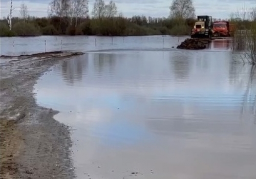 В Омской области паводок поглощает дорогу из Усть-Ишима в Тевриз