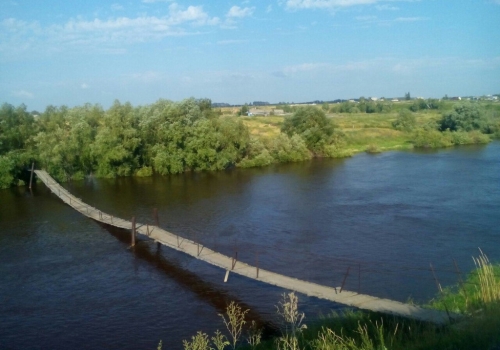 Стальная воля в мутной воде: затопленный мост в Омской области не останавливает местных бабушек