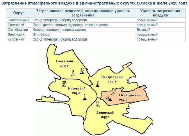 Карта омска с организациями